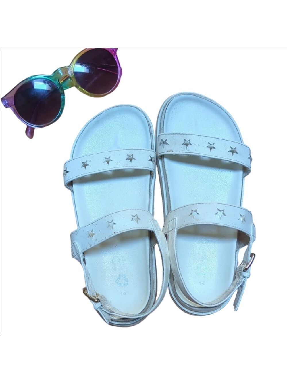 ​🎒BOGO🎒 Gap Kids Size 1-2 White Star Sandals & Rainbow Sunglasses Bundle
